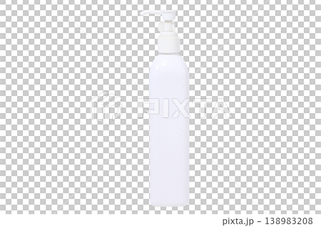 Blank white plastic bottle with pump dispenser on transparent background. 138983208