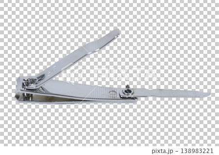 Classic silver stainless steel nail clipper on black background. Classic silver stainless steel nail clipper on black background. 138983221