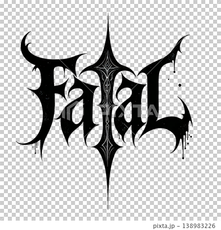 The image shows a logo written in a metal style that appears to read Fatal The image shows a logo written in a metal style that appears to read Fatal 138983226