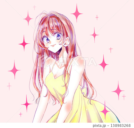 茶髪のセクシーな女性　笑顔　キラキラ 138983268