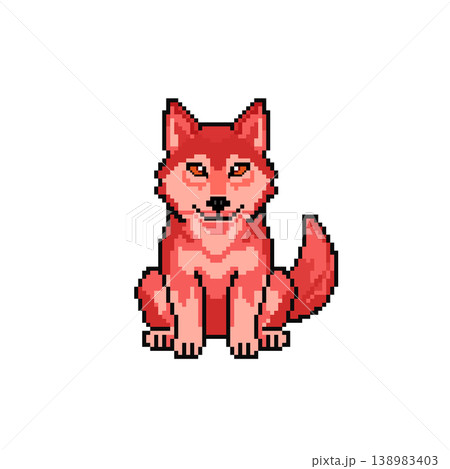 狼ドット絵_赤 狼ドット絵_赤 138983403