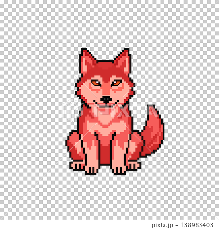 狼ドット絵_赤 狼ドット絵_赤 138983403