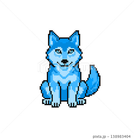 狼ドット絵_青 狼ドット絵_青 138983404