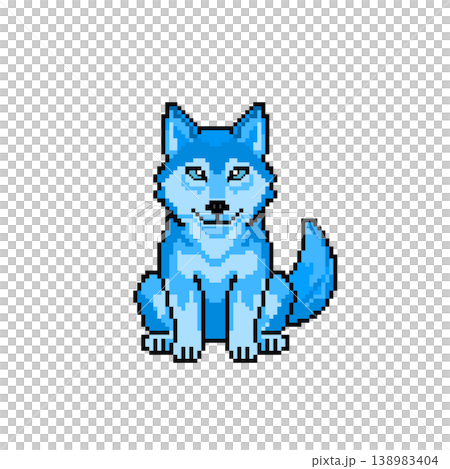 狼ドット絵_青 狼ドット絵_青 138983404