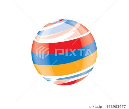Illustration of globe wrapped in Armenian flag patterns with subtle shadowing Illustration of globe wrapped in Armenian flag patterns with subtle shadowing 138983477
