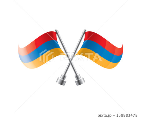 Scalable illustration capturing prideful display of Armenian national banners Scalable illustration capturing prideful display of Armenian national banners 138983478