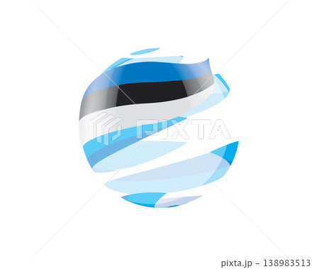 Flat of patriotic globe featuring waving Estonian flag design 138983513