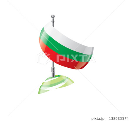 Highly detailed of waving Bulgarian flag with metallic pole and subtle shadow effects for print 138983574