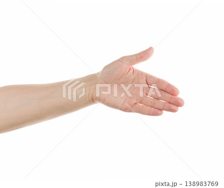 Adult man hand reaching gesture isolated on white background Adult man hand reaching gesture isolated on white background 138983769