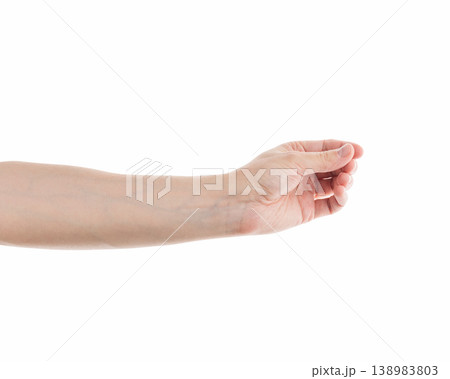 Young adult man hand pick something isolated on white Young adult man hand pick something isolated on white 138983803