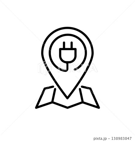 EV Charging Station Map Pin Icon EV Charging Station Map Pin Icon 138983847