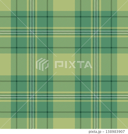 Iconic fabric plaid seamless, rest background check pattern. Graceful texture tartan textile vector in green and lime colors. 138983907