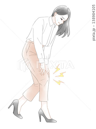 膝の痛み 女性 水彩風イラスト 膝の痛み 女性 水彩風イラスト 138984105