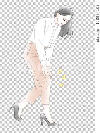 Knee pain, woman, watercolor-style illustration Knee pain, woman, watercolor-style illustration 138984105