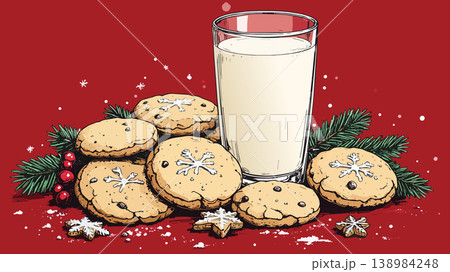 Serving christmas cookies and milk a holiday tradition Serving christmas cookies and milk a holiday tradition 138984248