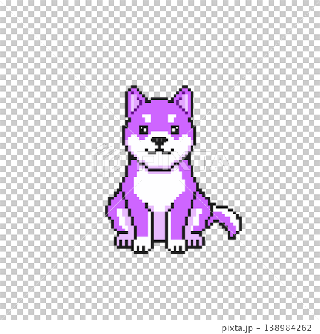 犬ドット絵_紫 138984262