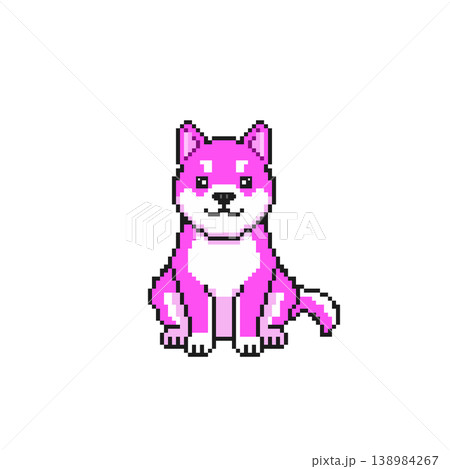 犬ドット絵_ピンク 138984267