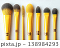 Professional makeup applications. Set of professional makeup brushes. Top view. 138984293