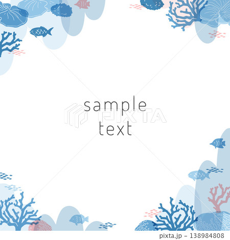 サンゴと海の生き物のフレーム 138984808