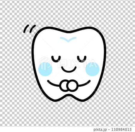 Illustration of a bowing tooth character Illustration of a bowing tooth character 138984813
