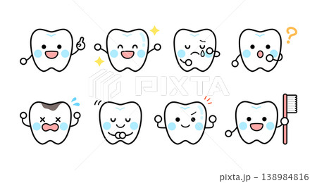 歯のキャラクターのイラストセット　かわいい 138984816