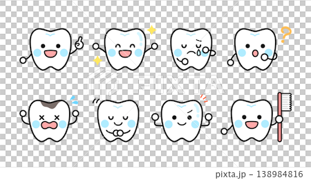 歯のキャラクターのイラストセット　かわいい 138984816