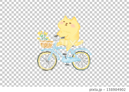 可愛的貓咪享受騎自行車的樂趣 - 水彩插畫 可愛的貓咪享受騎自行車的樂趣 - 水彩插畫 138984902
