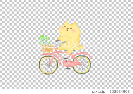 自転車に乗って楽しむかわいい猫 水彩イラスト素材 自転車に乗って楽しむかわいい猫 水彩イラスト素材 138984908
