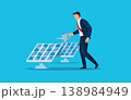 Businessman watering a solar panel plant for green energy investment concept. 138984949