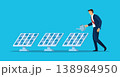 Businessman watering a solar panel plant for green energy investment concept. 138984950