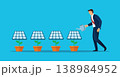 Businessman watering a solar panel plant for green energy investment concept. 138984952