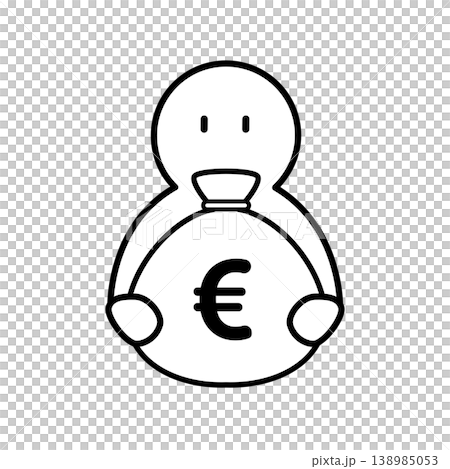 Illustration of a person holding a Euro bag (money bag) Illustration of a person holding a Euro bag (money bag) 138985053