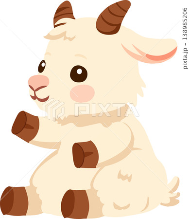kawaii goat cartoon cute farm animal illustration for children book and nursery art kawaii goat cartoon cute farm animal illustration for children book and nursery art 138985206