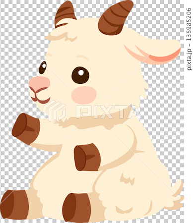 kawaii goat cartoon cute farm animal illustration for children book and nursery art 138985206