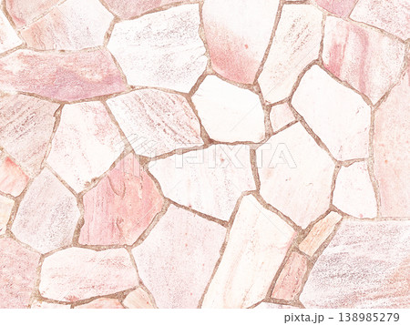 明るい薄赤色の乱張りした乱形の敷石の表面の背景画像 明るい薄赤色の乱張りした乱形の敷石の表面の背景画像 138985279
