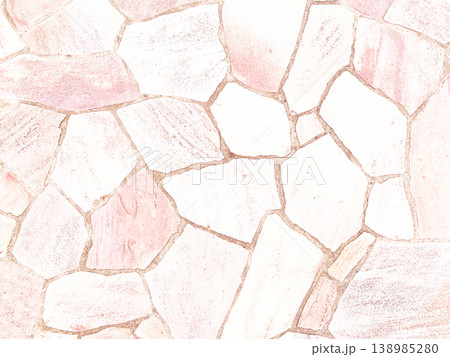 淡く明るい薄赤色の乱張りした乱形の敷石の表面の背景画像 138985280