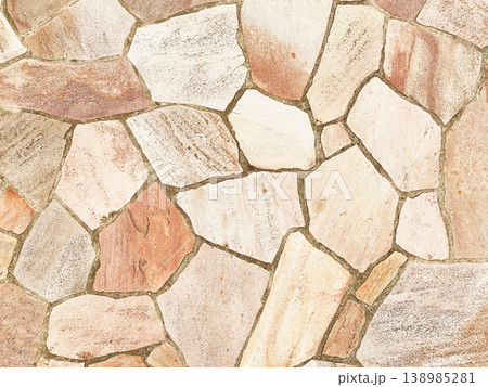 白茶色の乱張りした乱形の敷石の表面の背景画像 138985281