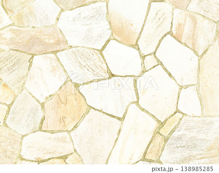 明るい薄黄色の乱張りした乱形の敷石の表面の背景画像 明るい薄黄色の乱張りした乱形の敷石の表面の背景画像 138985285