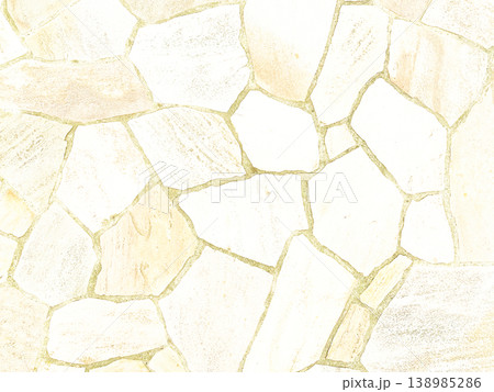 淡く明るい薄黄色の乱張りした乱形の敷石の表面の背景画像 138985286