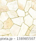 淡く明るい薄黄色の乱張りした乱形の敷石の表面の正方形の背景画像 138985507