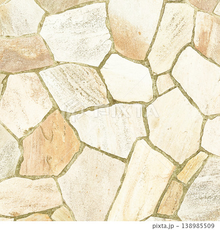 薄黄色の乱張りした乱形の敷石の表面の正方形の背景画像 138985509