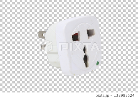 Universal travel adapter isolated on transparent background for global electrical connection. Universal travel adapter isolated on transparent background for global electrical connection. 138985524