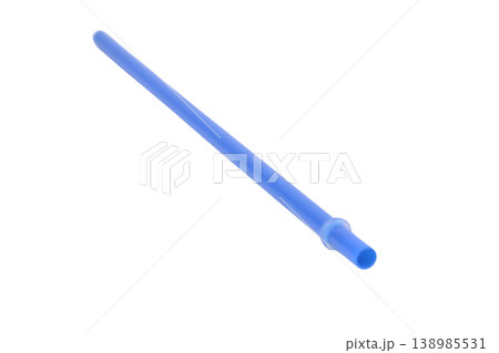 Blue silicone straw isolated on transparent background for eco friendly lifestyle 138985531