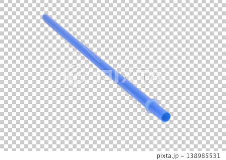Blue silicone straw isolated on transparent background for eco friendly lifestyle 138985531