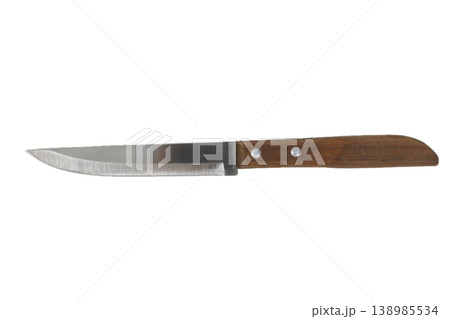 Kitchen knife with wooden handle on transparent background. Kitchen knife with wooden handle on transparent background. 138985534