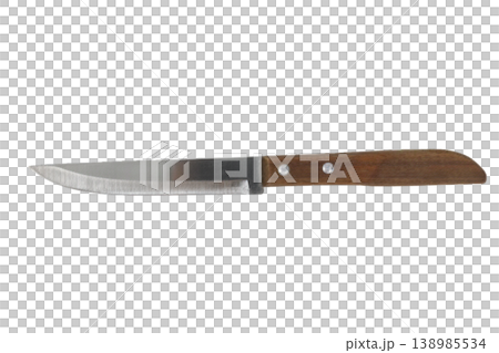 Kitchen knife with wooden handle on transparent background. Kitchen knife with wooden handle on transparent background. 138985534
