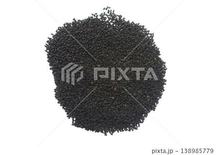 Black cumin seeds pile isolated on white background Black cumin seeds pile isolated on white background 138985779