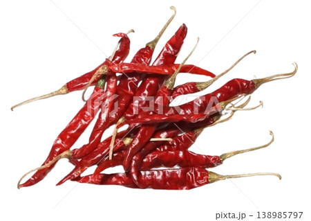 Dry red pepper isolated on white background Dry red pepper isolated on white background 138985797