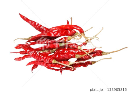Dry red pepper isolated on white background Dry red pepper isolated on white background 138985816