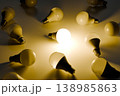 Glowing Light Bulb Among Unlit Bulbs Concept of Idea Innovation and Leadership 138985863
